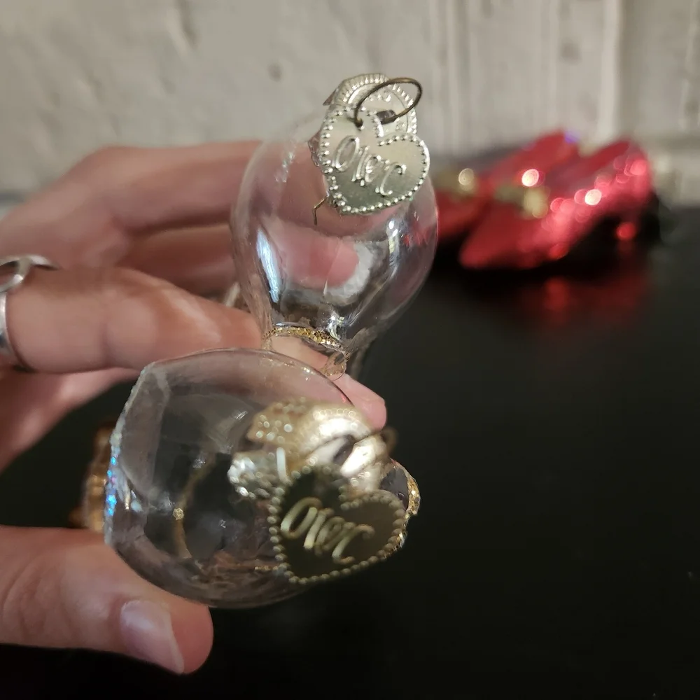 Golf Ruby Blown Glass Clear Heels Shoe Ornaments Lot Old World Christmas